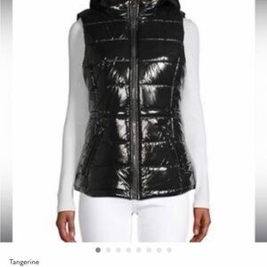 Tangerine Black Shiny Puffer Vest